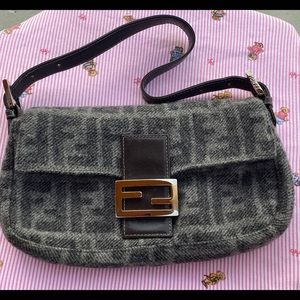 Authentic Fendi Wool Zucca Baguette bag